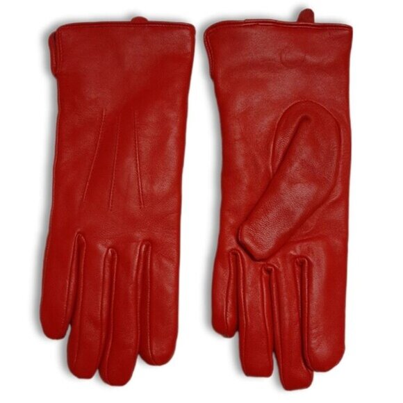 Classic Leather Gloves Bright Red w/ Thinsulate Fleece Insulation Sz 7.5 - Picture 1 of 16